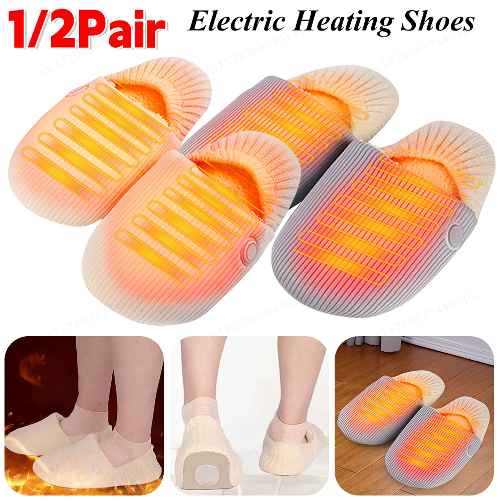 

Грелки для обуви с электрическим подогревом, мягкие тапочки с подогревом для ног, 3 уровня нагрева, регулируемая температура, зимние теплые зимние ботинки