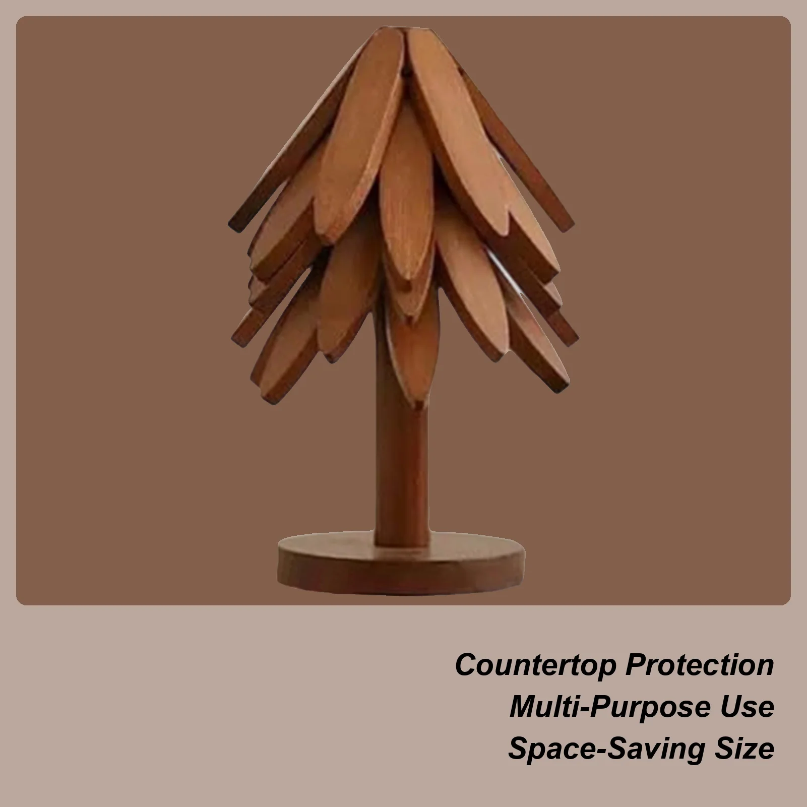 木製ツリーコースター-折りたたみ式断熱三脚-クリスマスツリートリベット-熱い料理、ボウル、カップ、ドリンク、ティーポット、食器、ダイニング用