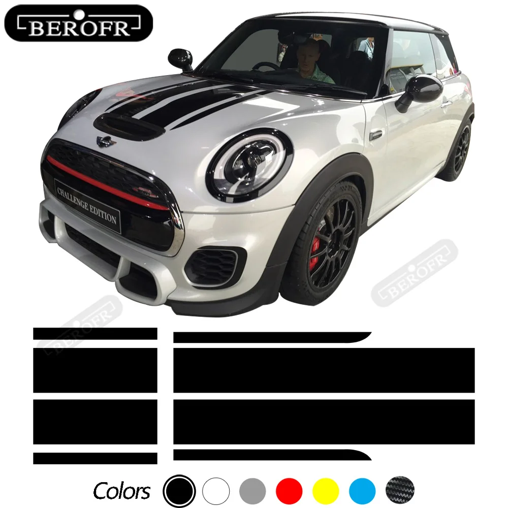 

For MINI John Cooper Works F56 F55 F57 R56 R57 R58 R59 JCW Car Hood Bonnet Stripes Sticker Engine Cover Taligate Trunk DIY Decal