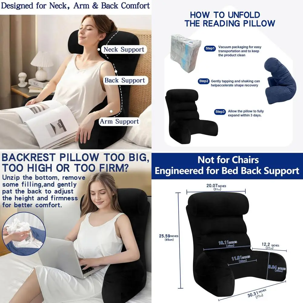 

Эргономичная подушка для спинки кровати для удобной сидения, чтения и просмотра телевизора