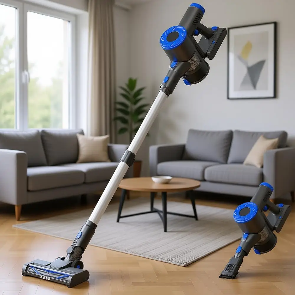 Power Suction Stick Vacuum Cleaners with 2200mAh Battery, 8-in-1 Lightweight, 35 Mins Runtime for Home Hard Floor and Low-Pile C