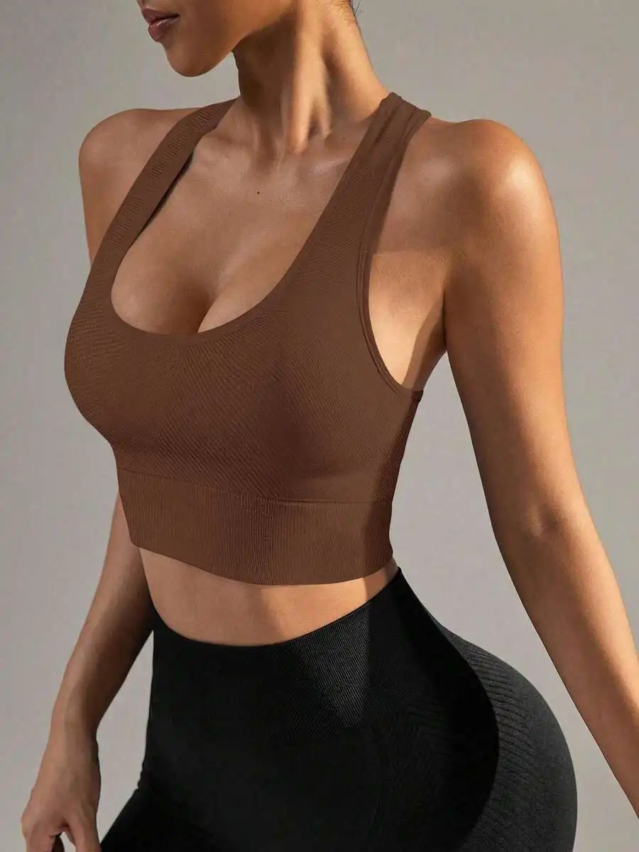 

Women High Impact Seamless Padded Sports Bra For Yoga Fitness Running Workout