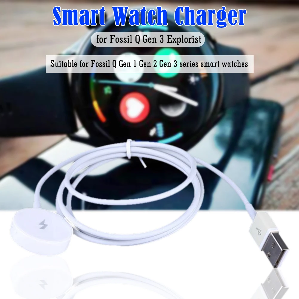 

1m Watch Charger Adapter Short Circuit Protection Smartwatch Charging Cable Dock Replacement Accessories for Fossil Gen 1/2/3
