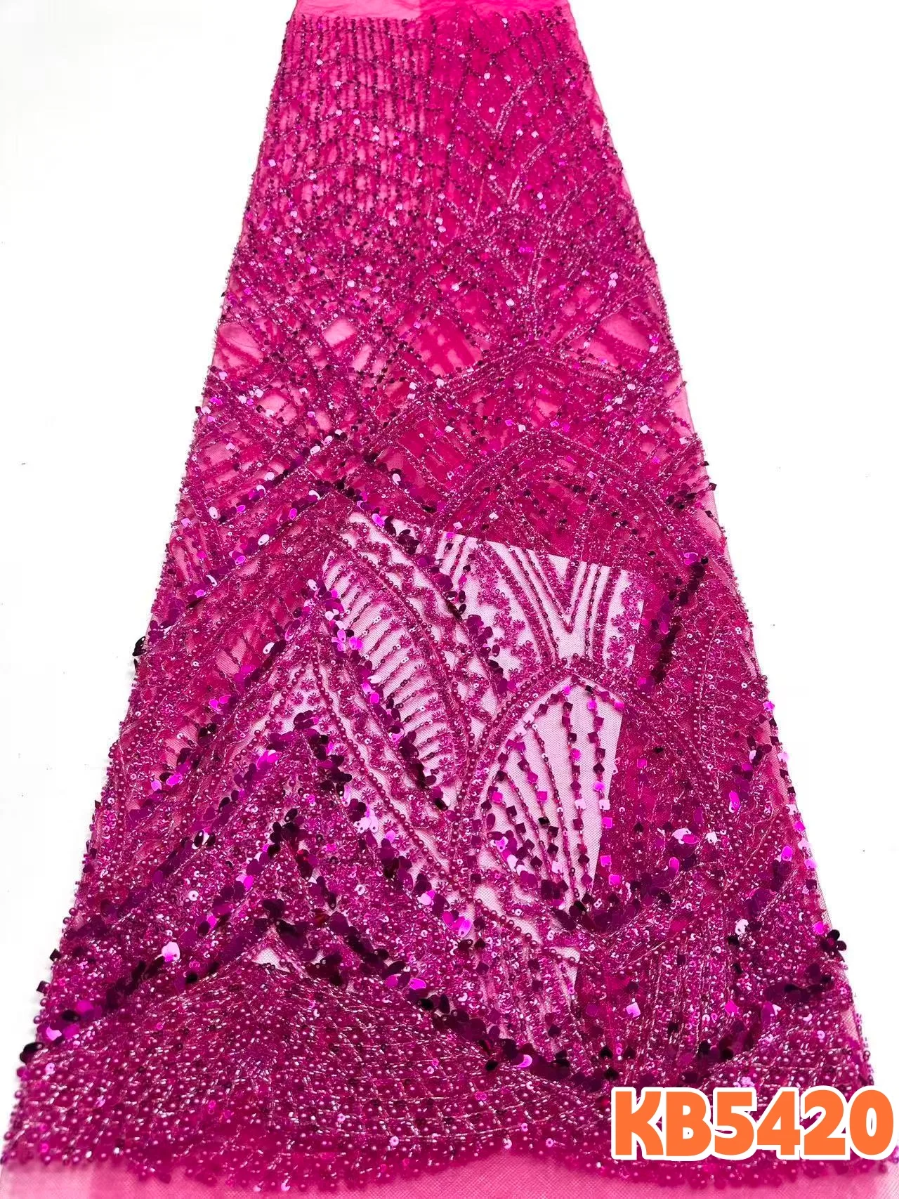 

Высококачественная французская кружевная ткань с пайетками, роскошная африканская вышитая бисером кружевная ткань для свадебного платья KB5420