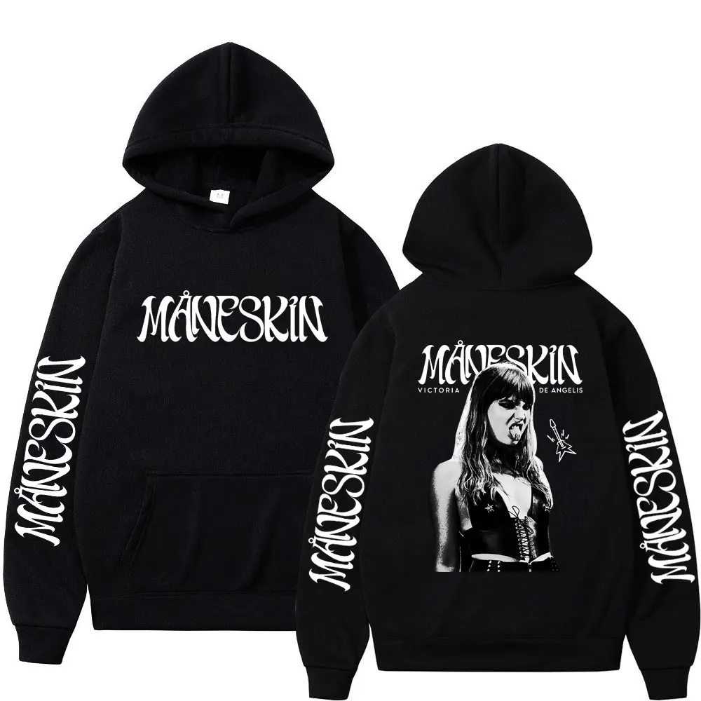 

Italian Rock Band Maneskin Victoria De Angelis Vintage Hoodie Harajuku Gothic Autumn Winter Loose Y2k Casual Pullover Streetwear