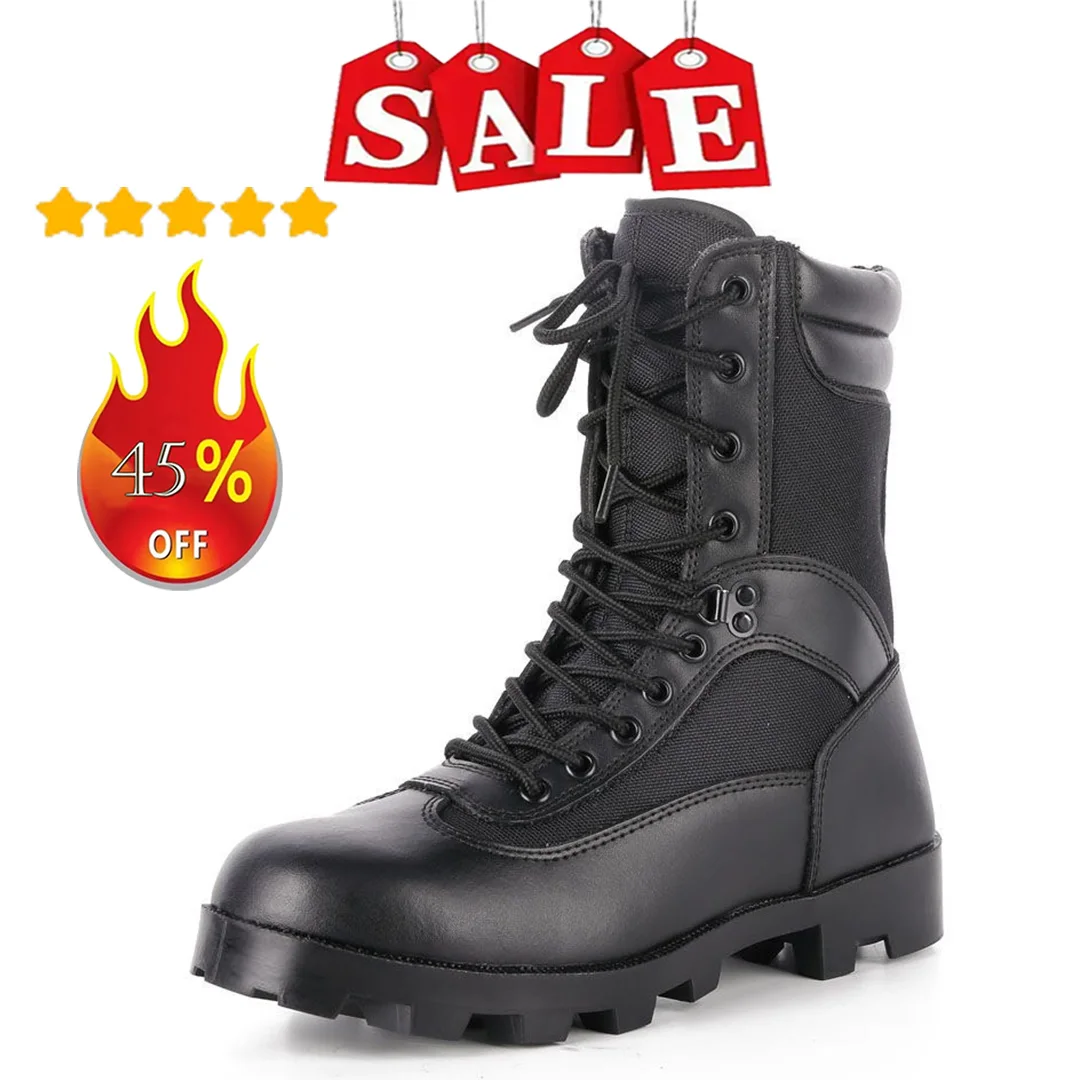 Leather Man Tactical Boots Sport Hiking Shoes Outdoor Ankle Desert Combat Boots Work Safety Shoes Botas Hombre