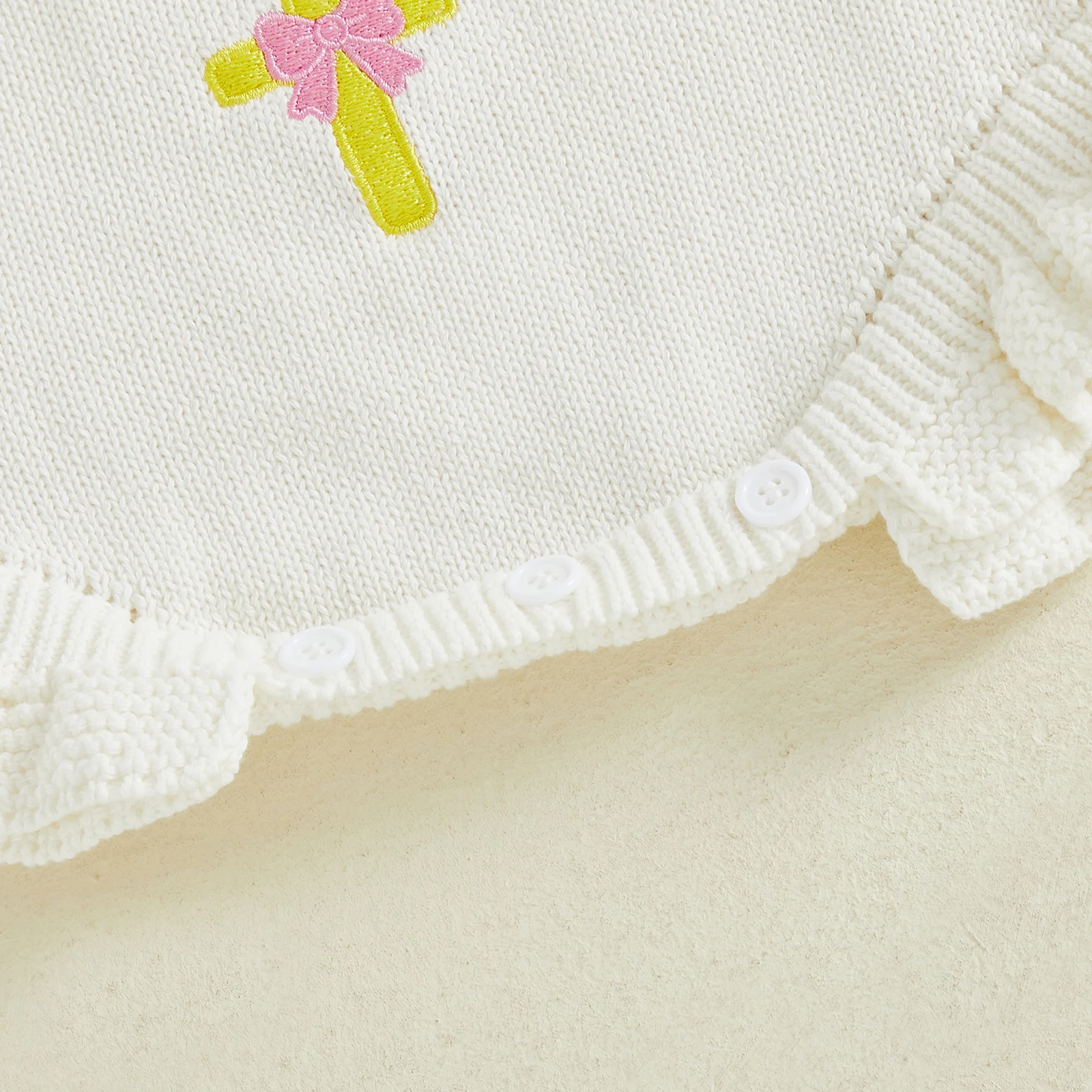 طفل رضيع الفتيات محبوك بذلة أزياء الرضع القطن السروال القصير الأطفال أكمام كشكش تقليم عبر إلكتروني التطريز رومبير