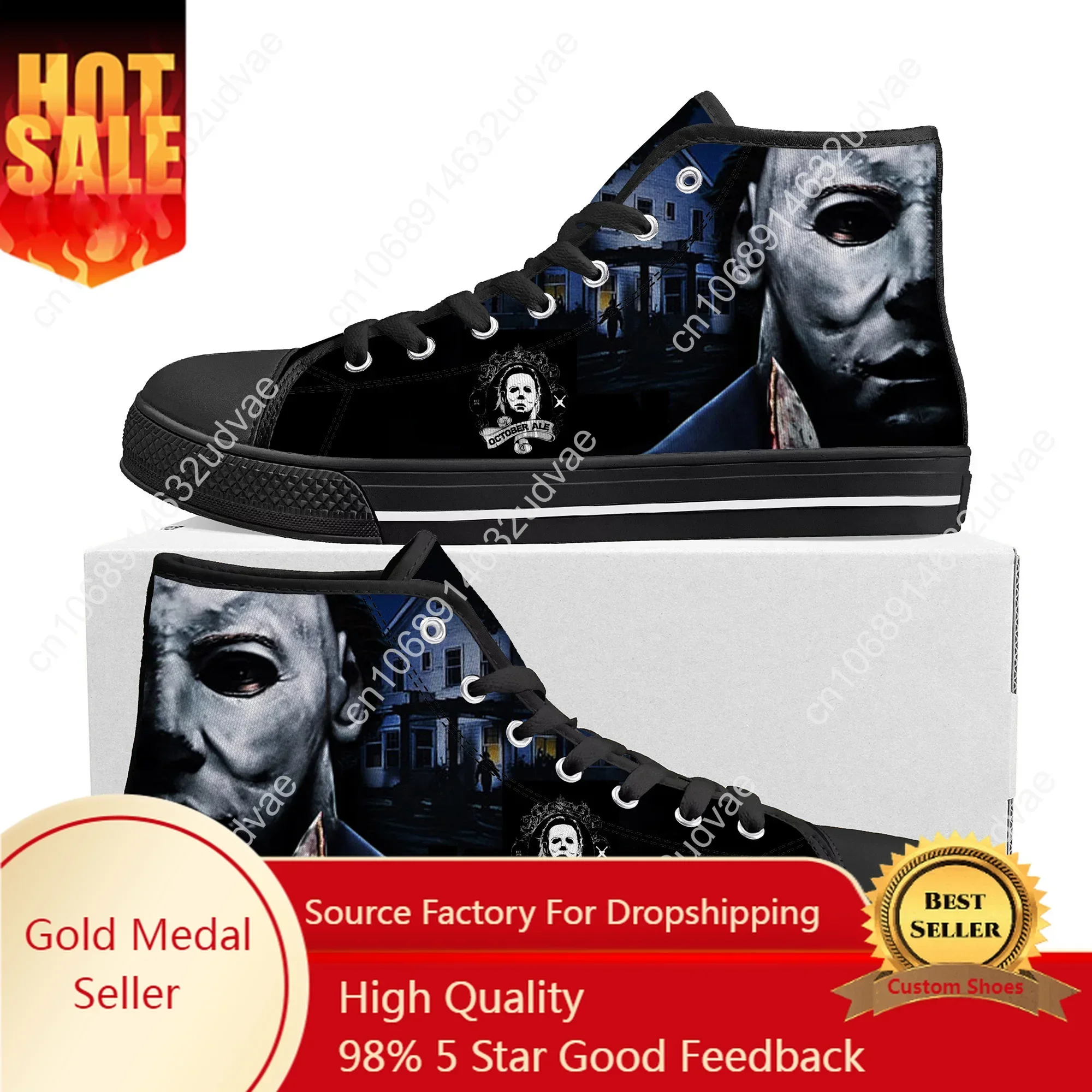 

Michael Myers High Top Quality Sneakers Horror Halloween Mens Womens Teenager Canvas Sneaker Casual Couple Shoes Custom Shoe