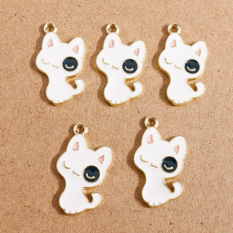 10 stücke Emaille Cartoon Tier Katze Charms Anhänger für Schmuck Herstellung Halskette Ohrringe DIY Armband Zubehör liefert – Detail 22