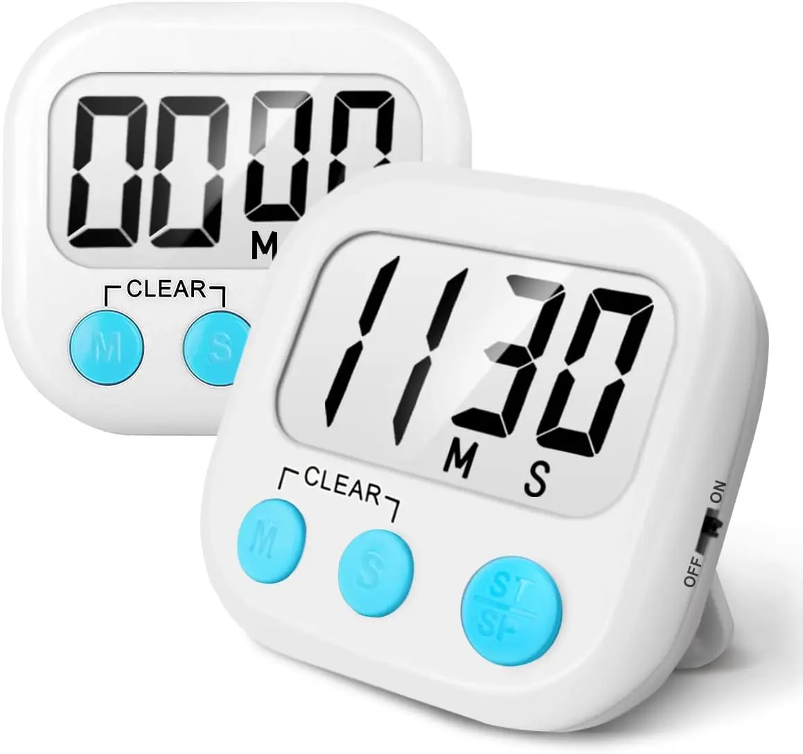 

2-Pack Digital Kitchen Timer with Big Digits, Loud Alarm, Magnetic Backing and Stand for Cooking and Baking