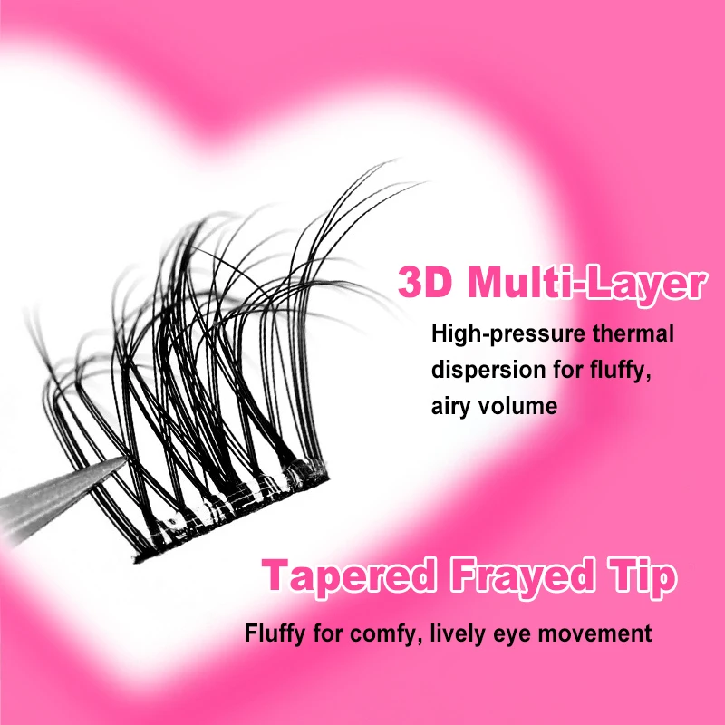Pestañas postizas 5D multicapa de visón vegano, esponjosas, sin pegamento, sin necesidad de extracción, extensión de pestañas DIY, visón