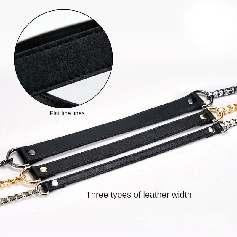 Handbag Metal Chain 110cm PU Leather Bag Strap 1.8cm Wide Shoulder Strap Bag Accessories Durable Replacement Bag Bag Handle