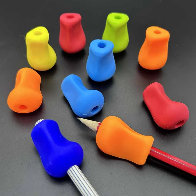 12pcs Writing Corrector Grip Practise Silicone Pen Aid Grip Posture Correction Learning Device Random Colors Students Supplies