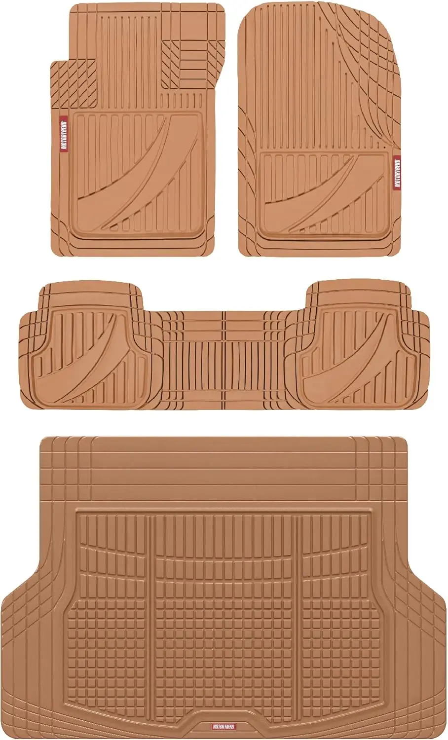 

Универсальные прочные резиновые коврики для пола автомобиля и комплект защитных накладок для багажника для внедорожников, легковых автомобилей, фургонов - всепогодные, с возможностью обрезки по размеру