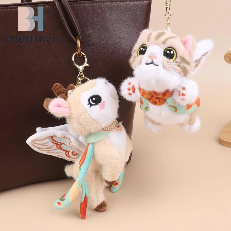 Chinese Style Dunhuang Flying Cat Pendant Cute Plush Toy Cartoon Nine-Colored Deer Keychain Cute Plush Doll Bag Charm Gift B.H view 3