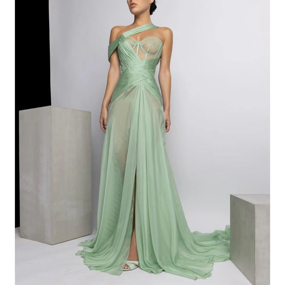 

Элегантное сексуальное платье для выпускного вечера по индивидуальному заказу, тонкое длинное вечернее платье трапециевидной формы с разрезом на одно плечо, длиной до пола, вечернее платье для взрослых