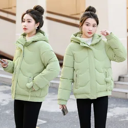 2024 Women Jacket Parka Down Cotton Padded Coat Autumn Winter Slim Short Hooded Warm Thicken Jackets Women's Outerwear Clothing