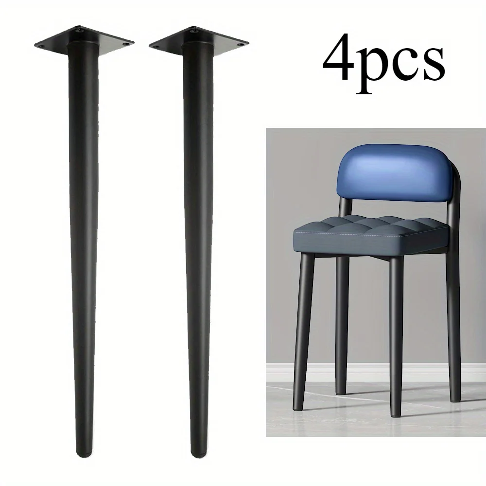 

45cm 4pcs Metal Furniture Table Legs Conical Black Sofa Wardrobe Cabinet Furniture Leg Coffee Bar Chair Leg Straight Cone Feet