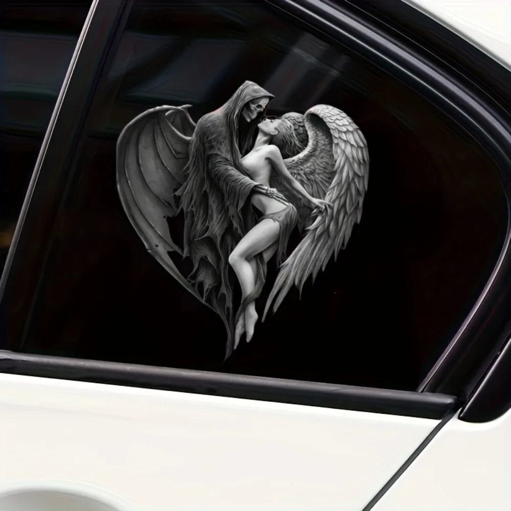 Angel Demon Car Stickers Waterproof Skull Couple Decals Auto Trunk Body Windows Durable Vinyl Decals Computer Laptop Decoration