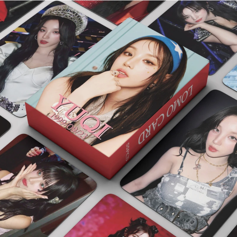 55Pcs/Set Kpop (G)I-DLE YUQI World Tour Photocards Double Sides Dance Stage Selfie Lomo Cards Ins Cute Postcards Fans Collection