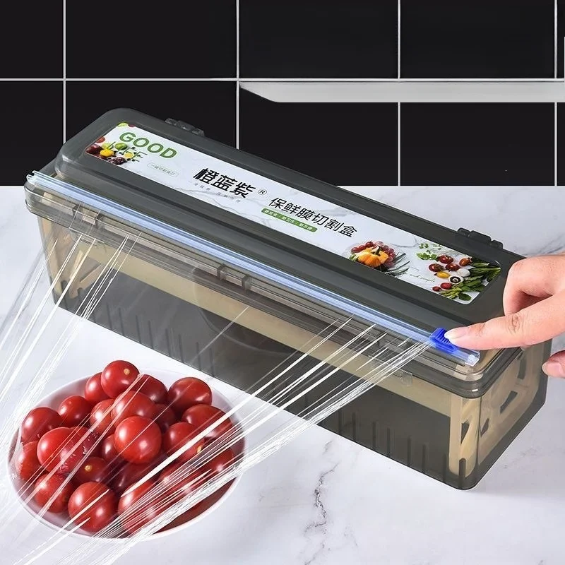 Plastic Wrap Cutter Large Cutting Box Kitchen Household for Big Roll Economical Food Cover Foil Dispenser Cling Film Cutter