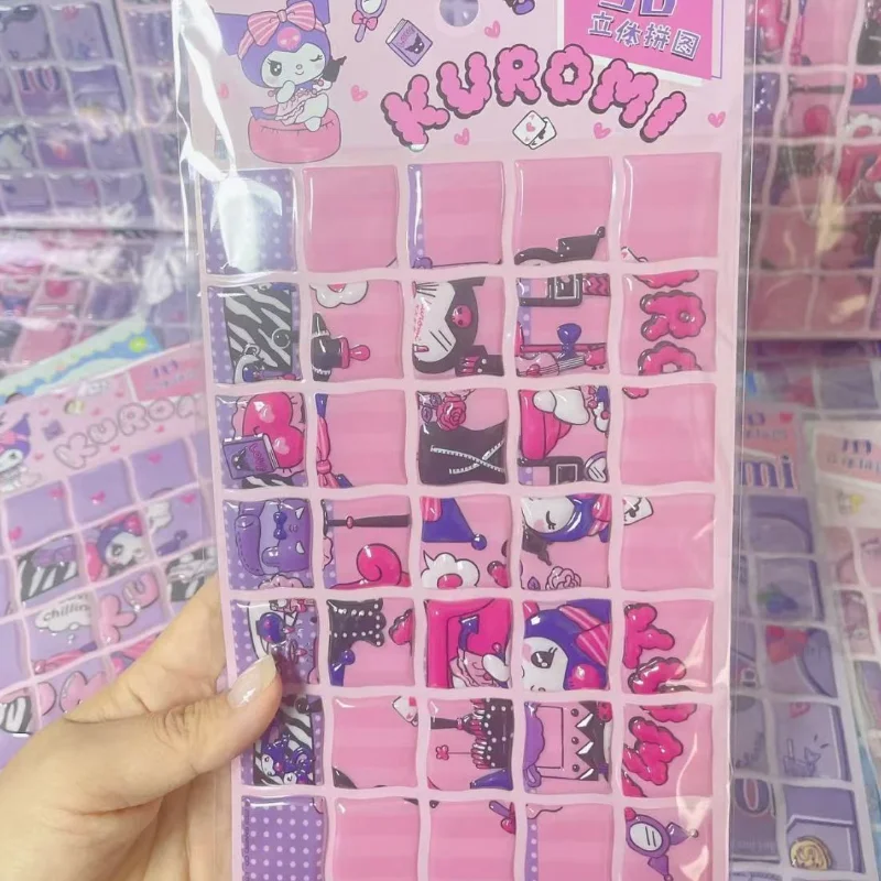 Bonito kulomi adesivo dos desenhos animados 3d alívio quebra-cabeça adesivo menina diy caso de telefone desktop mala decoração menino recompensa adesivo