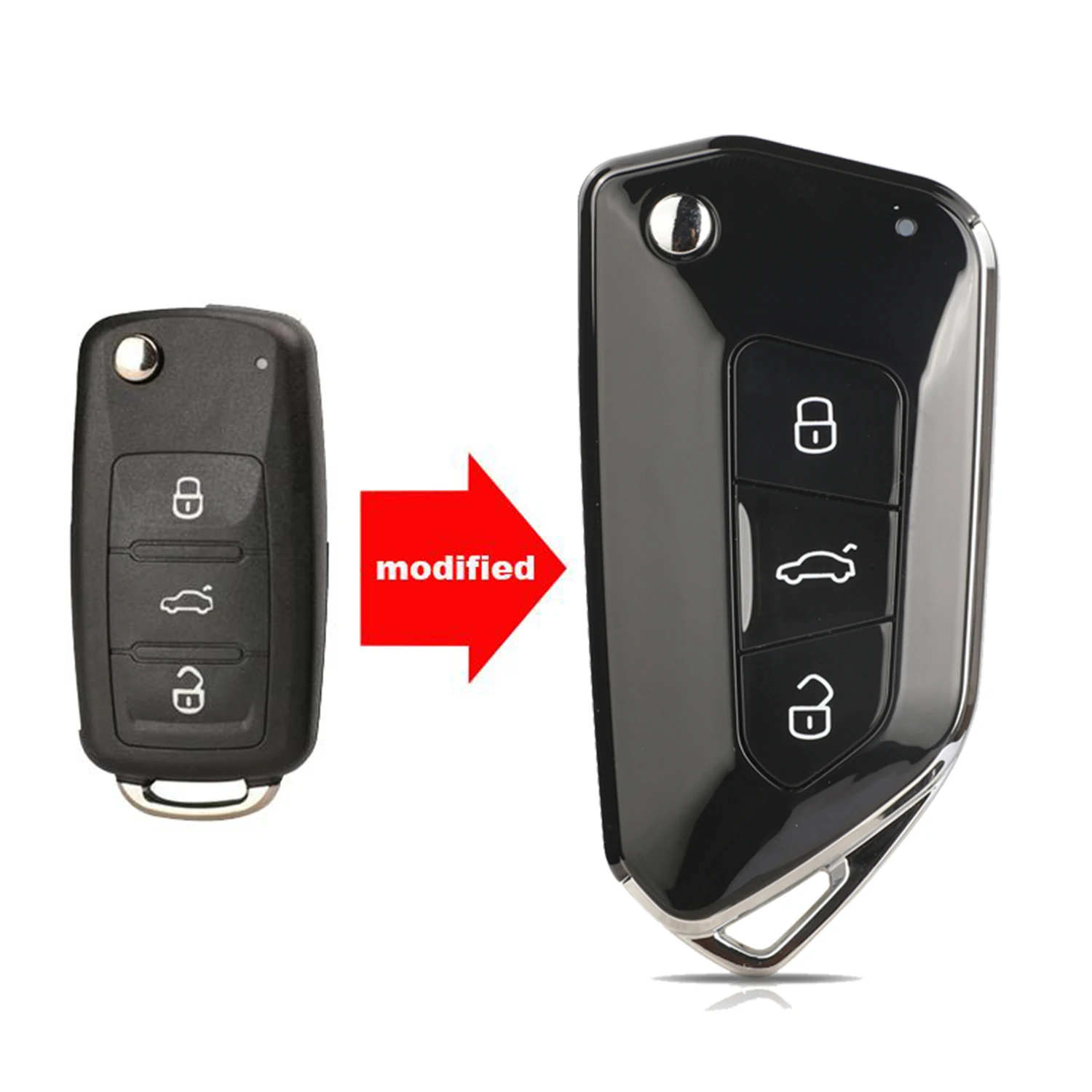 jingyuqin modified Folding Car Key Shell Case Fob For VW Volkswagen Golf Mk6 Tiguan Polo Passat CC SEAT Skoda Octavia 3Button