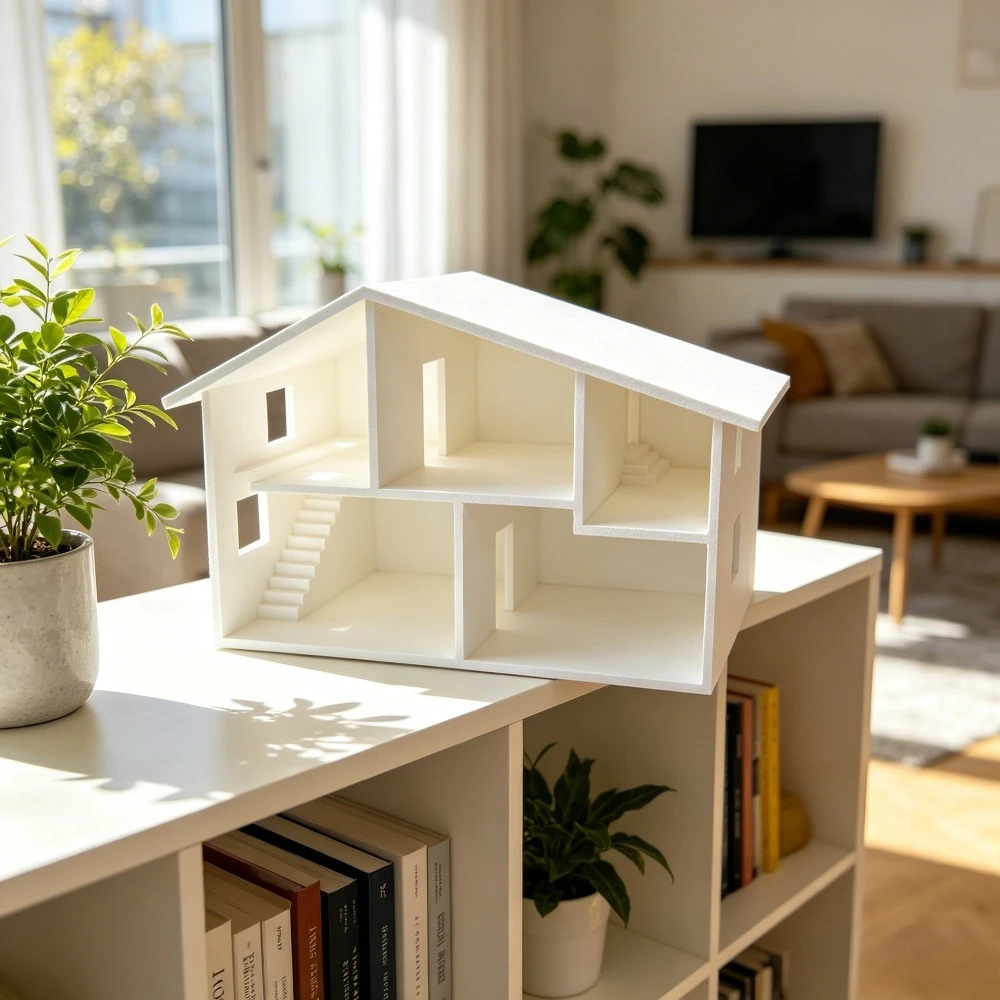 1pc Nordic Minimalist Miniature House Statue Multi-Room Model Modern Home & Office Decor Ornament for Interior Design Display