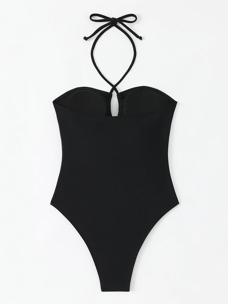 Solid Color Bathing Suit Bandeau Swimwear Woman 2026 One Piece Women's Swimsuit Female Bathwear Swimming for Beach Wear Monokini view 6