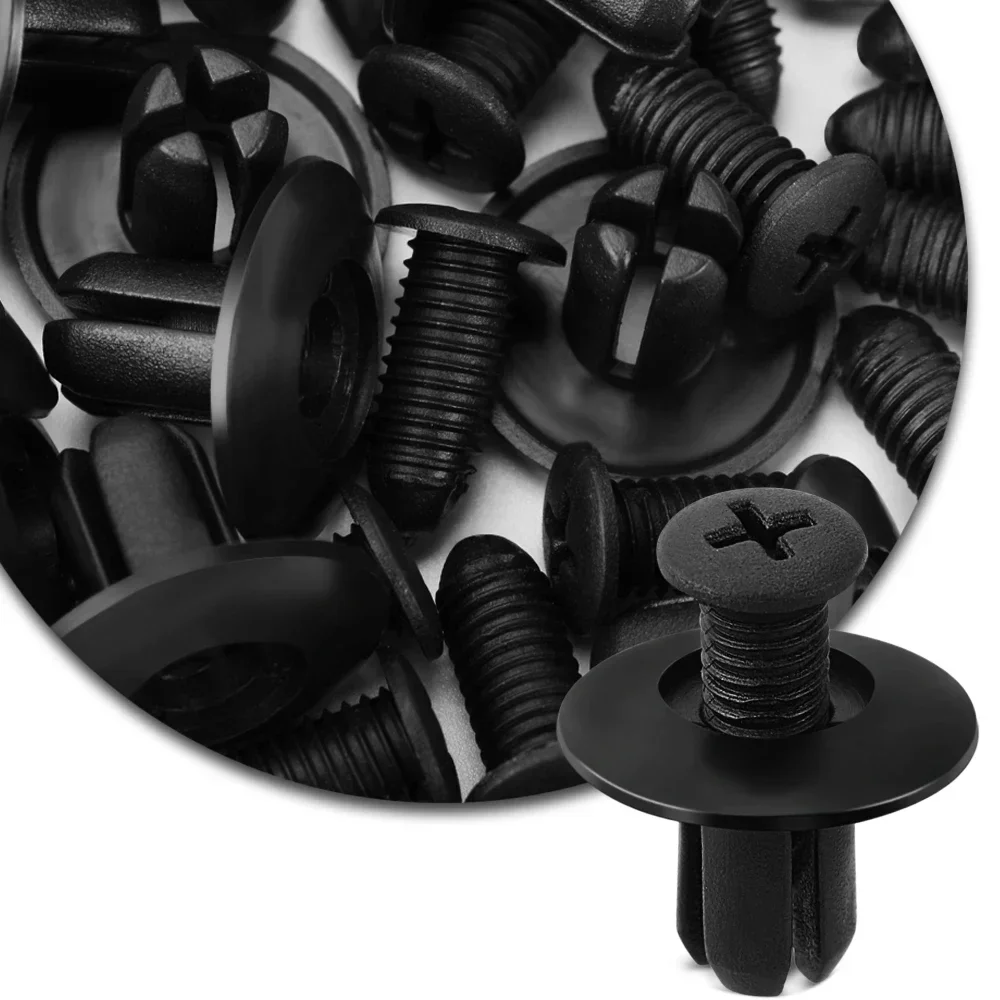 300/50 stücke 8mm Kunststoff Befestigungen Schrauben Universal Auto Stoßstange Kotflügel Schwarz Nieten Auto Fastener Push Pin Clips auto Zubehör