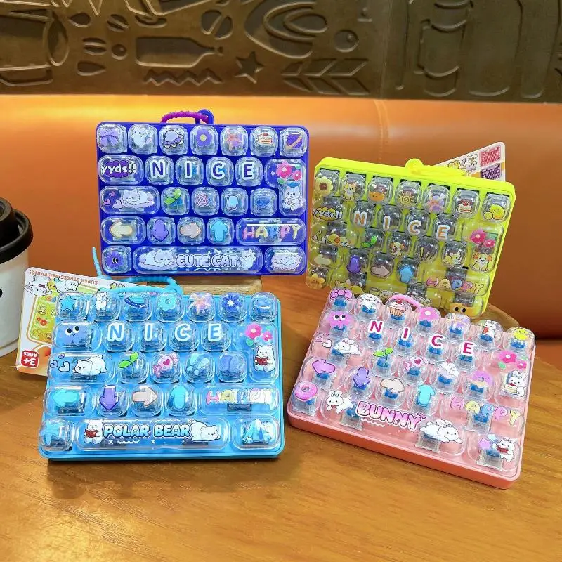 26-Key Mini Cute Transparent Decompression Keyboard Pendant Fidget Toy Stress Reliever for Daily Stress Release