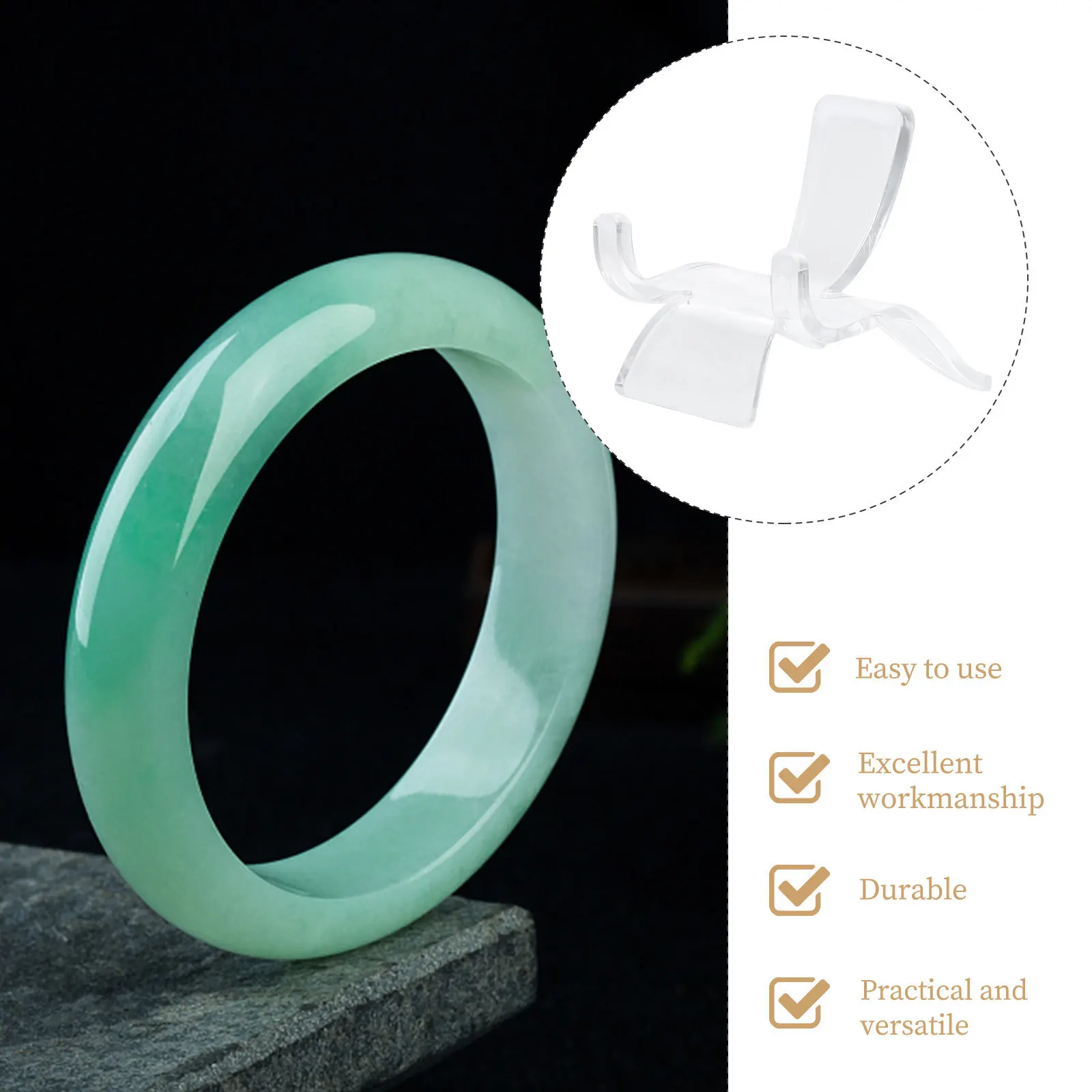 10Pcs Clear Acrylic Jade Ware Display Stands Bracelet Organizer Storage Rack Jewelry Holder Compact Display Rack for Home Shop
