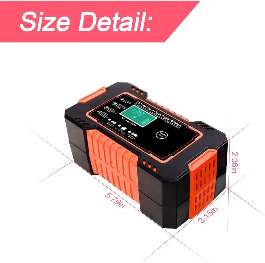 Car Battery Charger,12V-6A Automatic Battery Charger for Cars, Motorcycles, SUVs, Engineering Vehicles