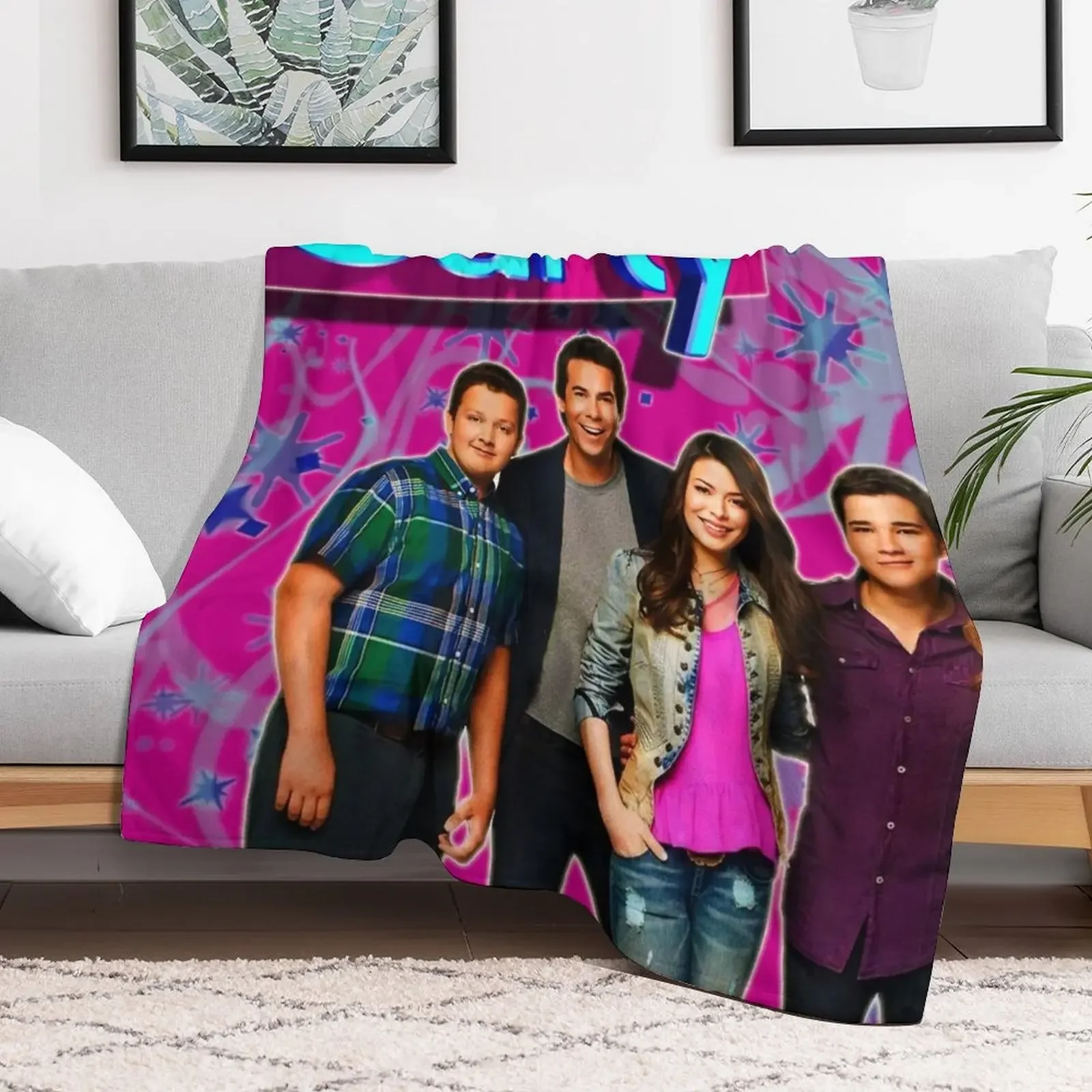 icarly family Throw Blanket Heavy Plaid on the sofa Fashion Sofas Blankets