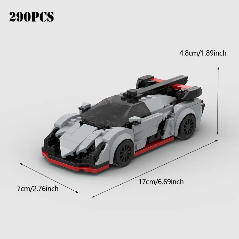 

290pcs Building Blocks, Creative Education, Super Racing Car, Assembly, DIY Puzzle, MOC Car Toy Models, Birthday Gift for Kids