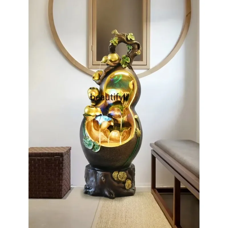 60.Chinese Handmade Fengshui Wheel Living Room Circulating Water Fountain Floor-Standing Decorations Gift Decoration