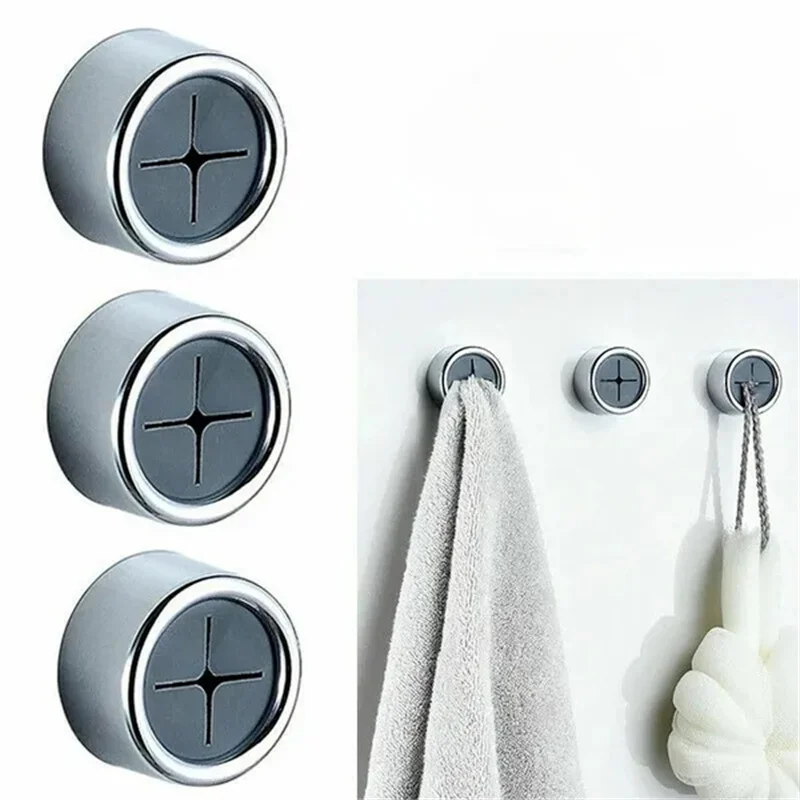 1/2/4PCS Towel Holder Towel Hook Push In Tea Towel Holder Grip Hook Chrome Self Adhesive Kitchen Cloth Clip