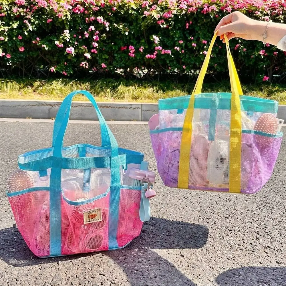 Robuste Mesh-Tragetasche mit mehreren Taschen, großes Fassungsvermögen, tragbare Schwimmtasche, tragbare Strandtasche für den Sommer – Detail 2