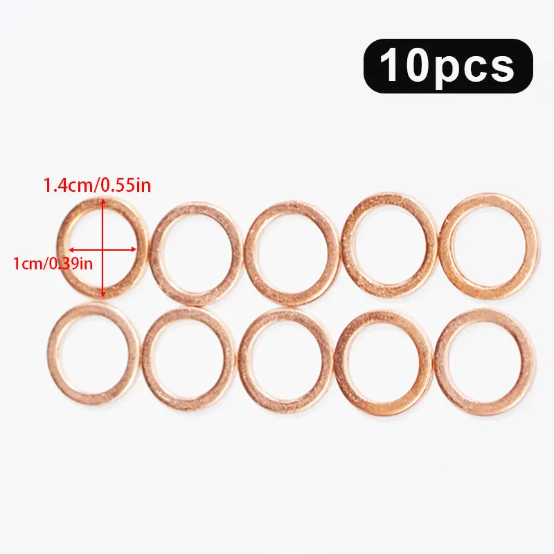 10/20pcs Motorcycle Braided Clutch Brake Hose Banjo Seal Copper Crush Washer M10 Motorcycle Hose Washers Accessories Tools