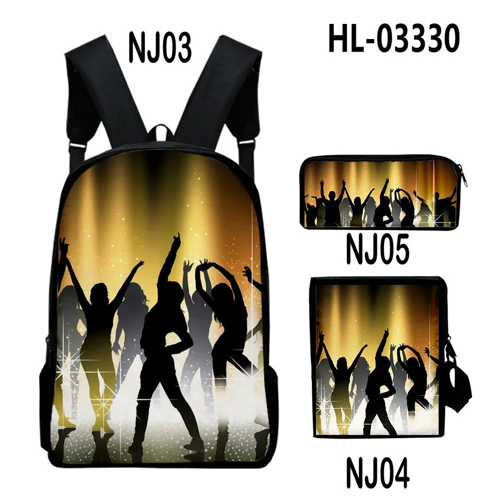 

Harajuku Youthful Funny Shadow Dance 3D Print 3pcs/Set Student Travel bags Laptop Daypack Backpack Shoulder Bag Pencil Case