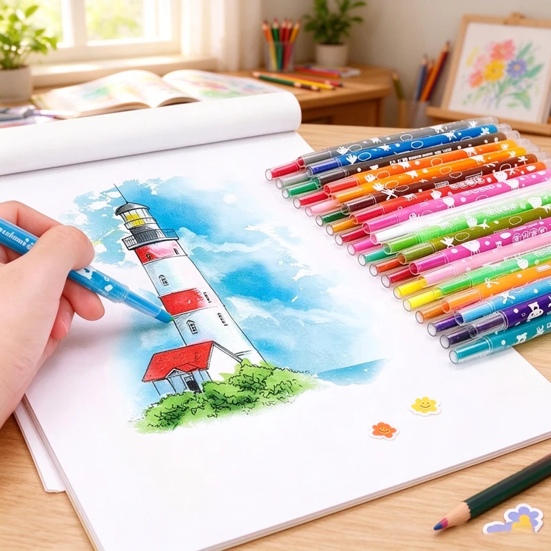 12/18/24/36 Colors Buildable Stacking Crayons, Colorful Rainbow Oil Stick Pencils, DIY Graffiti Drawing Party Favor Art Supplies
