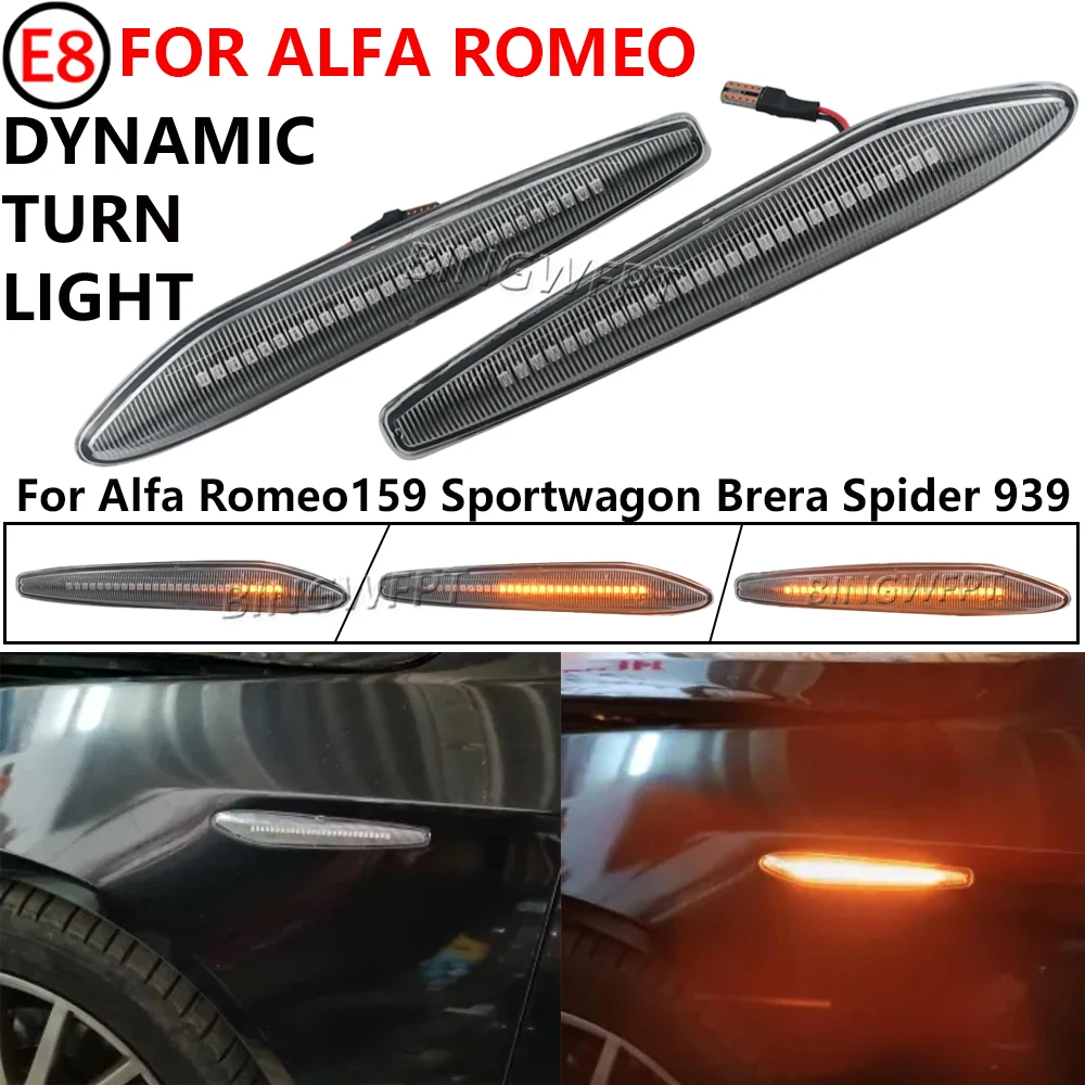 LED Dynamic Side Marker Lights Car Turn Signal Lamps For Sportwagon Brera Spider 939 Alfa Romeo 159 OEM#60691105 60691106