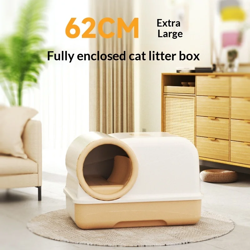 Caja de arena cerrada para gatos con control de olores y tapete - imagen 2