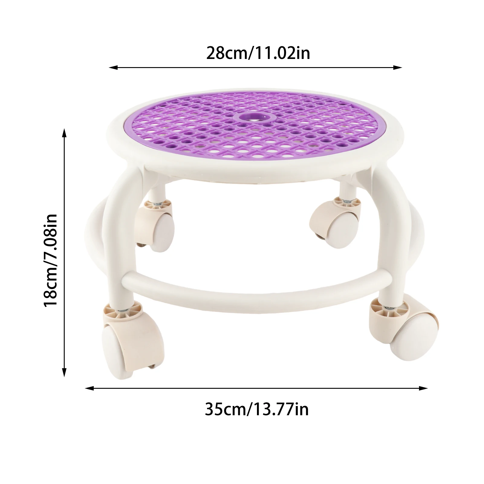 

D5 Mobile Home Stool Plastic Round Rolling Low Stool Comfortable Universal Nail Art Pedicure Mini Stool High Weight Capacity