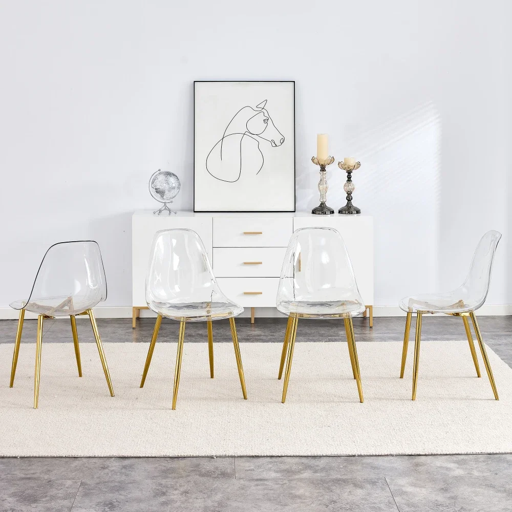 Transparent Plastic Dining Chairs Pack 6 Accent Chair Set 6 Rooms Deals Nordic Elegant Room Lightweight High Kitchen Furniture image 2
