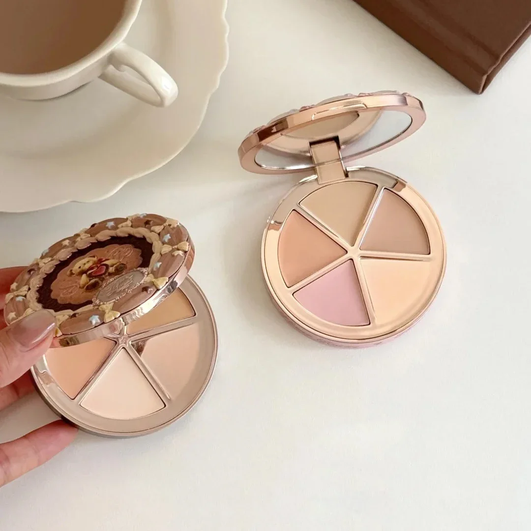 Flower Knows Sweetie Bear 4-Color Concealer Palette Long-Lasting Full Coverage Snow Ballet Waterproof Creamy Texture Makeup