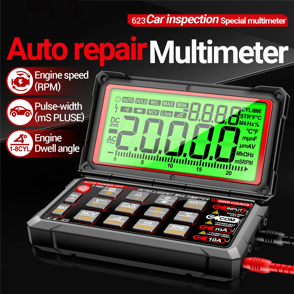 ANENG 623 Auto Repair Multimeter 20000 Counts Digital AC/DC Voltage/Curren NCV Induction Diode Capacitance Buzzer Tester Tools