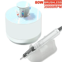 80W Brushless Nail Drill 35000RPM Manicure Machine for Nails Professional Electric Nail Sander Low Noise Nail Cutters for Salon