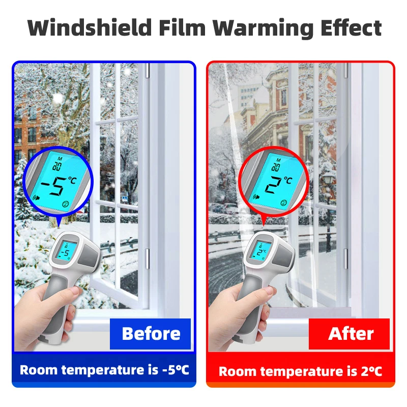 Window Heat Insulation Film Zipper Opening Indoor Windproof Warm Self-Adhesive For Energy Saving Crystal Clear Soft Glass Film