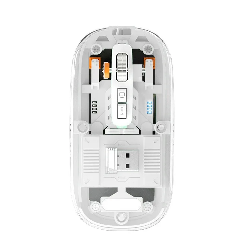 3 Modes 2.4G BT Wireless Transparent Gaming Mouse DPI Adjustable Rechargeable Power Display Silent Mice for PC Laptop Macs iPads